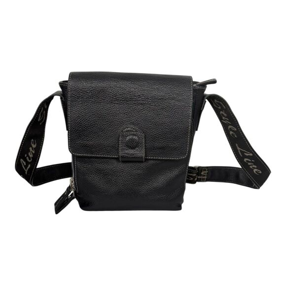 Style Line Men's Genuine Leather Cross Body Shoulder Messenger Bag Black 11"x10" - Picture 2 of 7